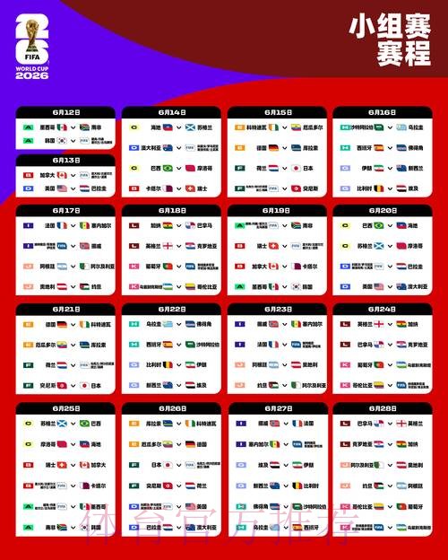 2026世界杯完整比赛日程安排一览